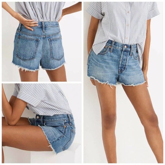 Madewell Pants - Madewell Relaxed Denim Shorts in Berriman Wash Cut Off Button Fly size 24
